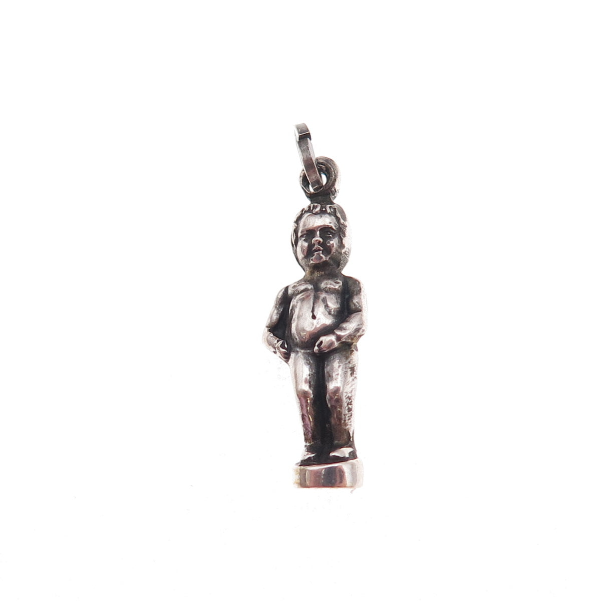 835 Silver Antique Art Deco Manneken Pis Oxidized 3D Charm Pendant