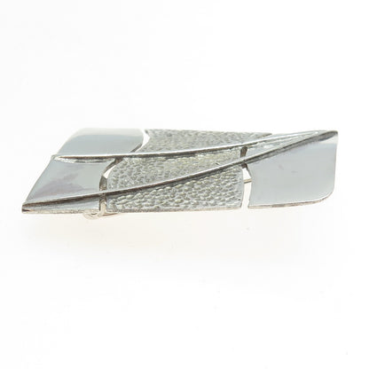925 Sterling Silver Vintage Modernist Textured Pin Brooch