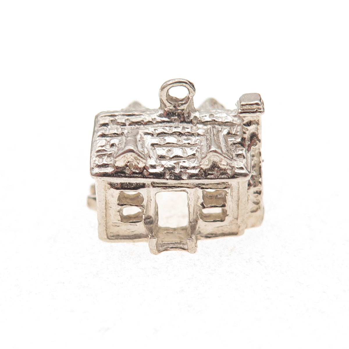 925 Sterling Silver Vintage House 3D Charm Pendant