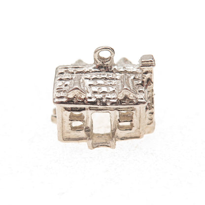 925 Sterling Silver Vintage House 3D Charm Pendant