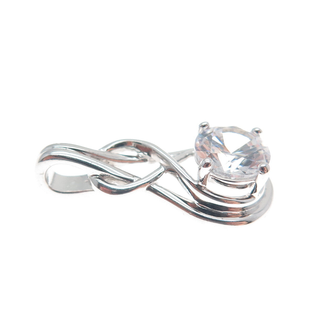 925 Sterling Silver Round-Cut Shaped C Z Slide Pendant