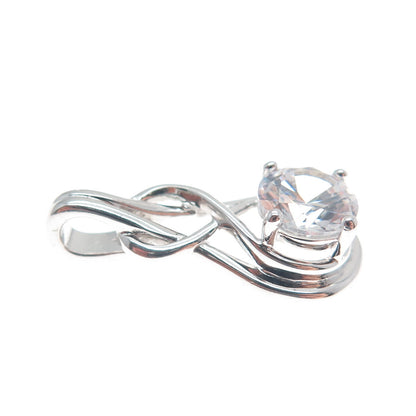 925 Sterling Silver Round-Cut Shaped C Z Slide Pendant