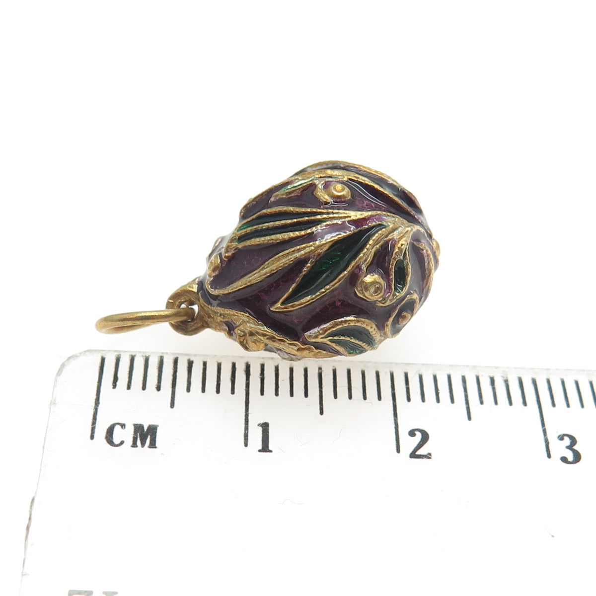 RAFKA Retired 925 Sterling Silver Vermeil Enamel Floral Easter Egg Charm Pendant