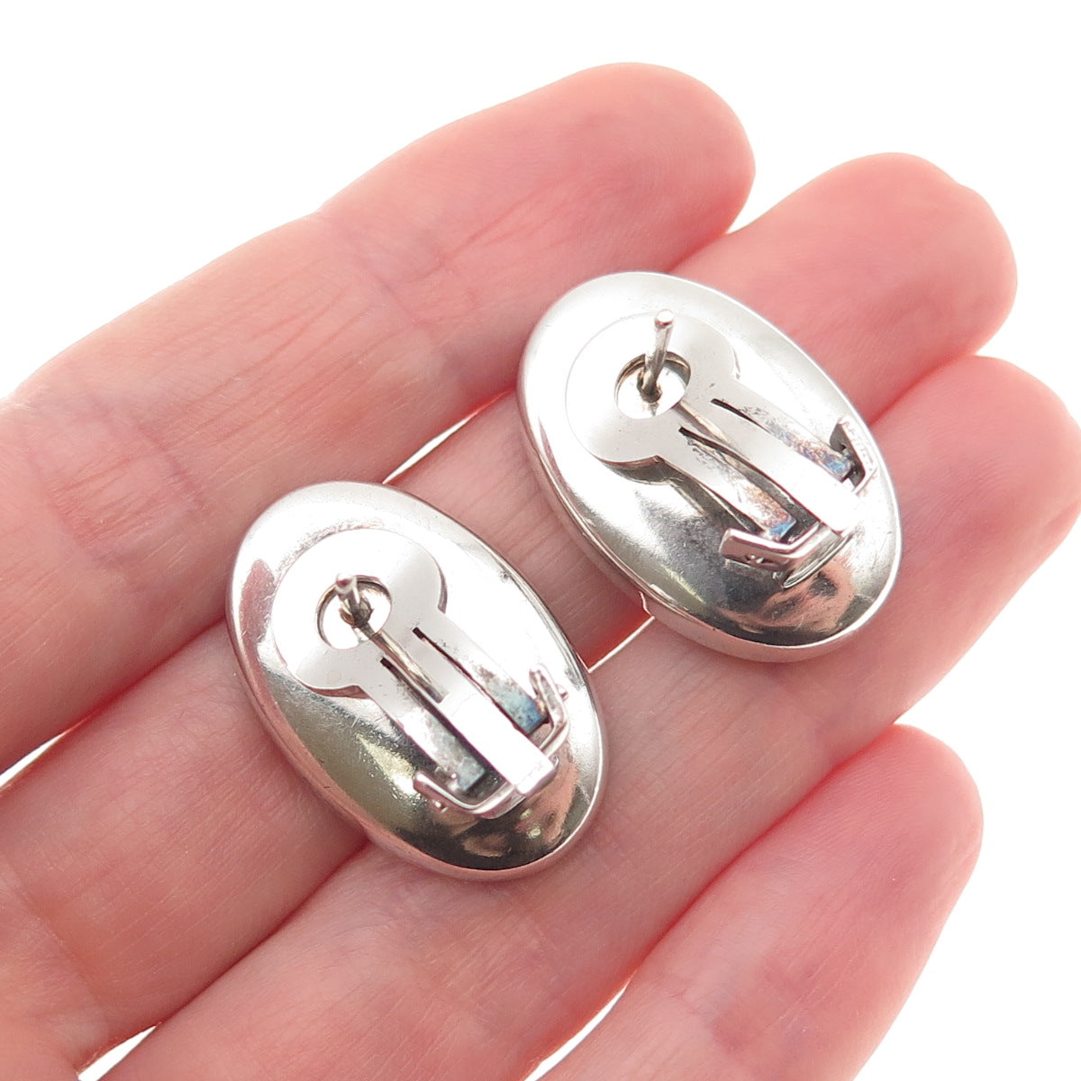 Joachim S'Paliu Sterling Silver Vintage Spain Real Turquoise Omega Back Earrings