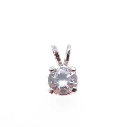 925 Sterling Silver Round-Cut C Z Minimalist Charm Pendant