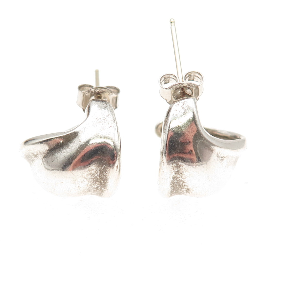 925 Sterling Silver 14K Gold Posts Vintage Modernist Oxidized Earrings