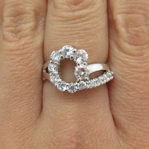 925 Sterling Silver Round-Cut Shaped C Z Modernist Ring Size 6.75
