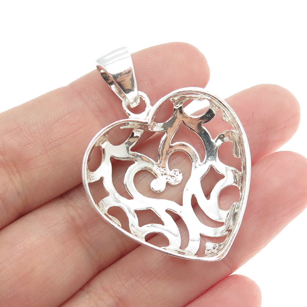 MILOR 925 Sterling Silver Vintage Italy Ornate Heart Pendant