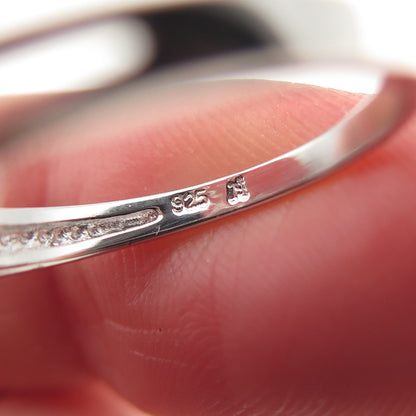 925 Sterling Silver Real Round-Cut Diamond Fleur de Lis Ring Size 7