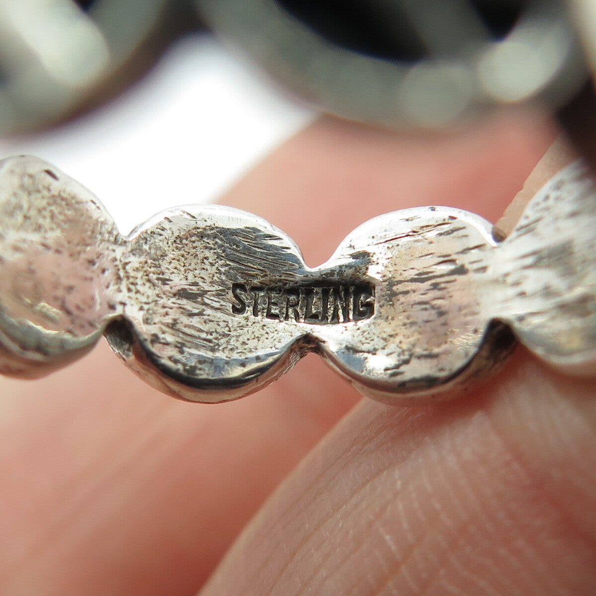 925 Sterling Silver Vintage Peace Symbol Oxidized Ring Size 8.25
