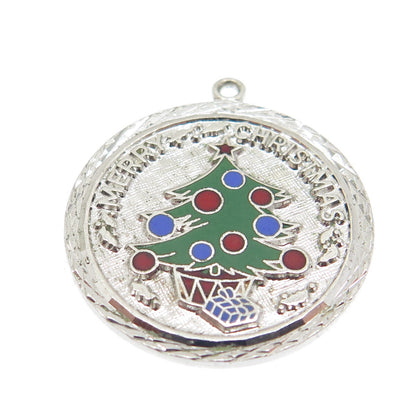 GRIFFITH & SONS CO 925 Sterling Silver Vintage Enamel Christmas Tree Pendant