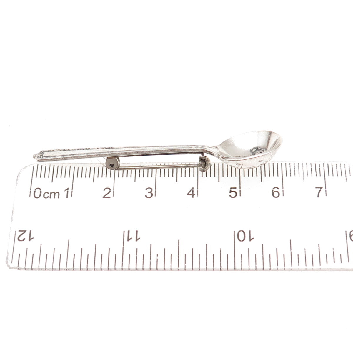 Fine Arts 925 Sterling Silver Antique Art Deco Salt & Spices Spoon Pin Brooch