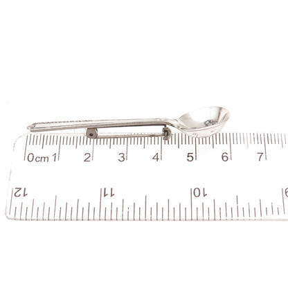 Fine Arts 925 Sterling Silver Antique Art Deco Salt & Spices Spoon Pin Brooch