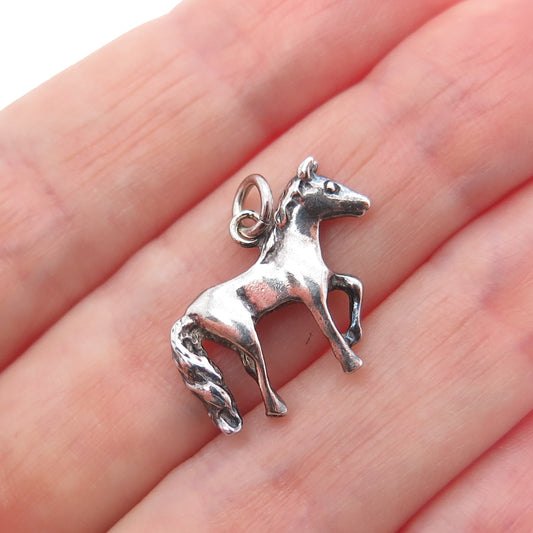 JEZLAINE 925 Sterling Silver Vintage Horse Oxidized Minimalist Charm Pendant