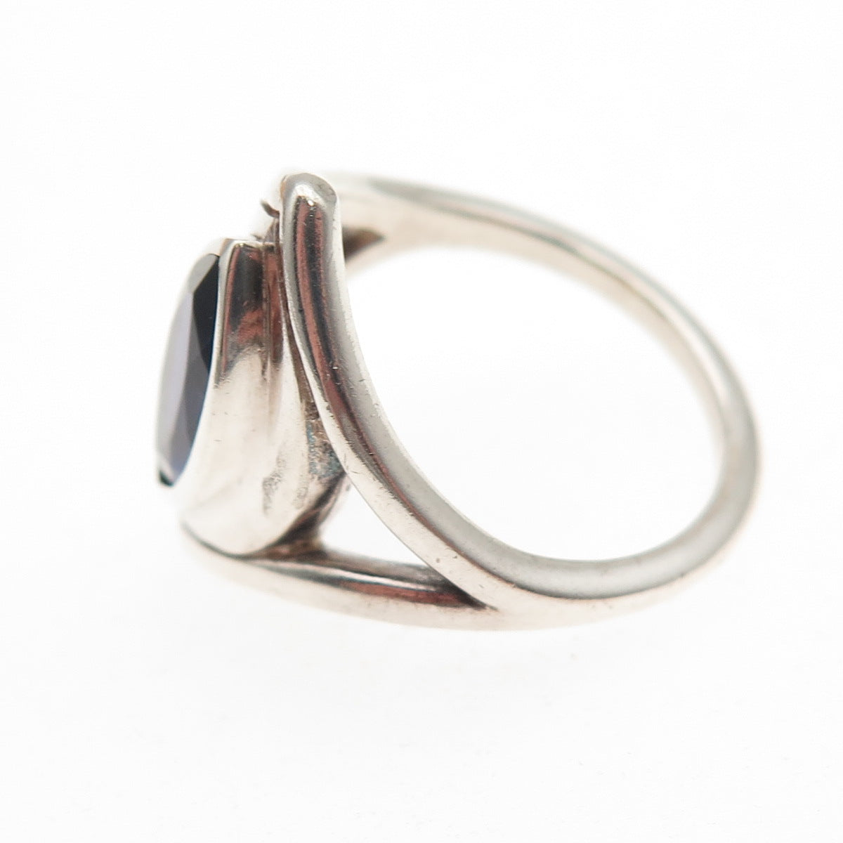 925 Sterling Silver Vintage Real Marquise-Cut Iolite Modernist Ring Size 6.75