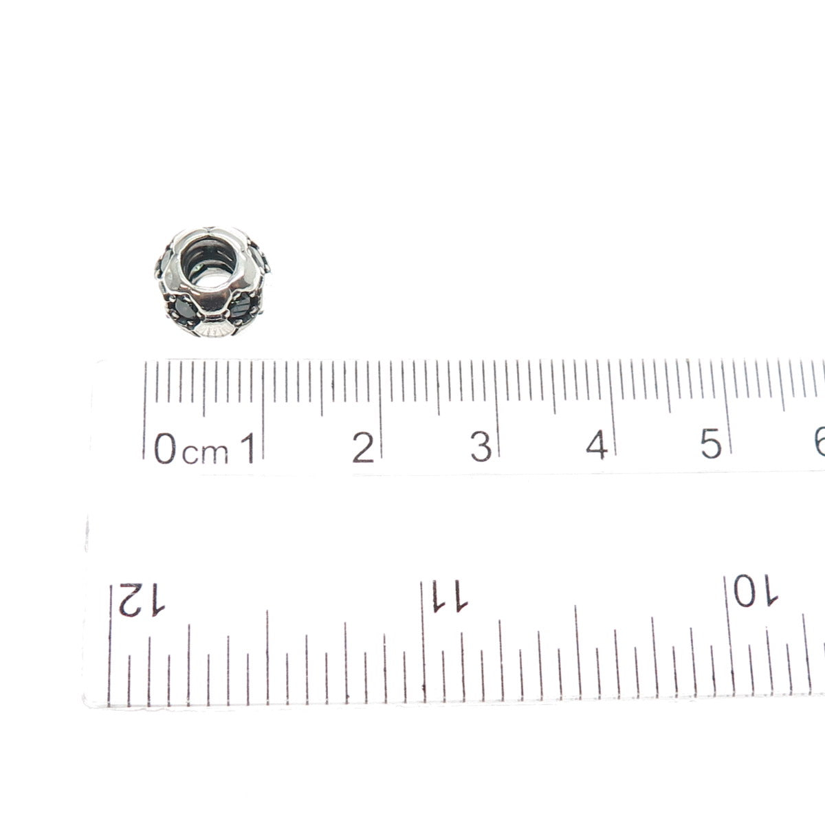 PANDORA 925 Sterling Silver Real Chrome Diopside Soccer Ball Slide Bead Charm