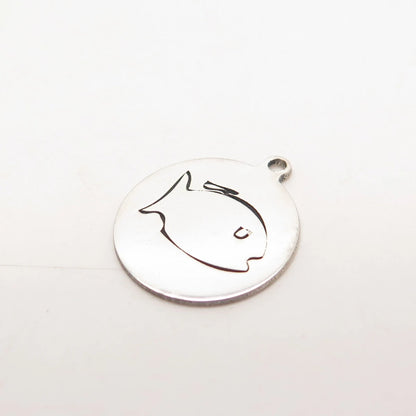 925 Sterling Silver USA Two In Town Fish Charm Pendant