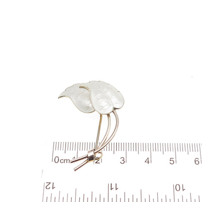 Ivar T. Holth 925S Sterling Gold Plated Vintage Norway Enamel Floral Pin Brooch