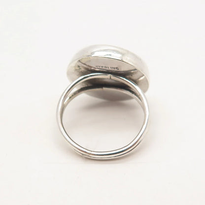 925 Sterling Silver Vintage Real Black Onyx Gem Round Signet Ring 6