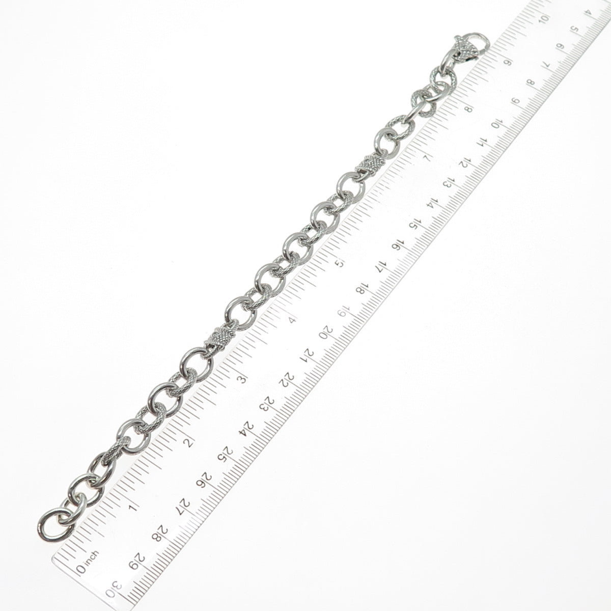 JUDITH RIPKA 925 Sterling Silver Round-Cut C Z Heart Cable Link Bracelet 8.5"