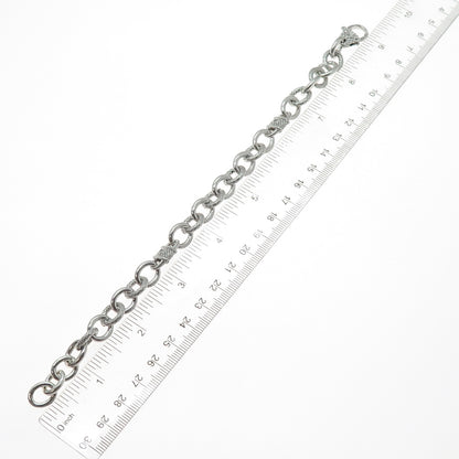 JUDITH RIPKA 925 Sterling Silver Round-Cut C Z Heart Cable Link Bracelet 8.5"