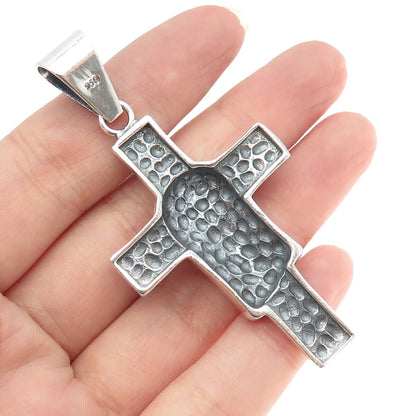 950 Silver Vintage Jesus Cross Oxidized Pendant