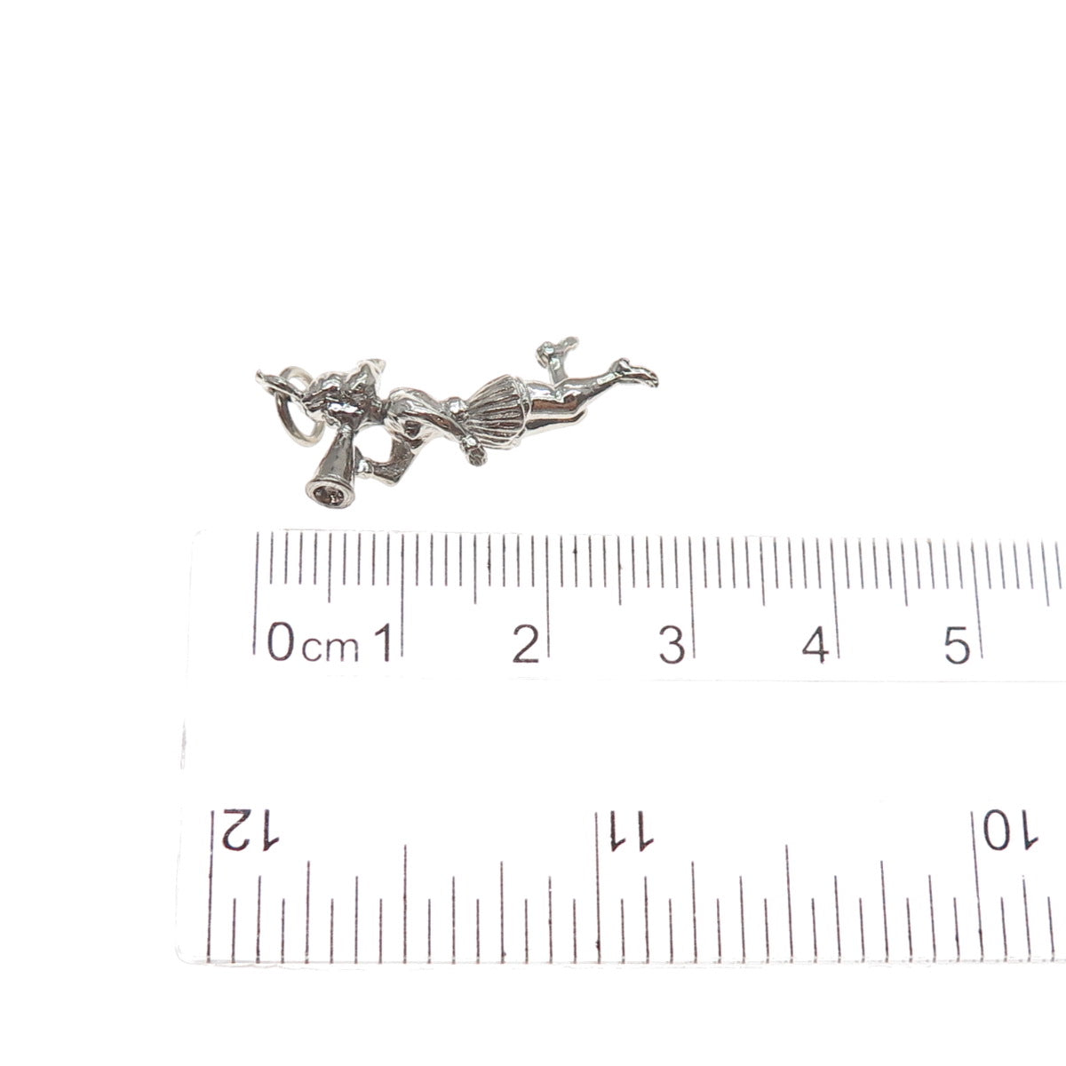925 Sterling Silver Vintage Cheerleader 3D Charm Pendant