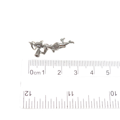 925 Sterling Silver Vintage Cheerleader 3D Charm Pendant