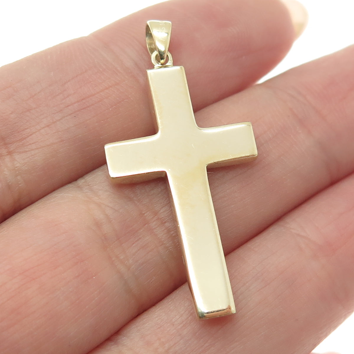 14K Yellow Gold Modernist Cross Charm Pendant