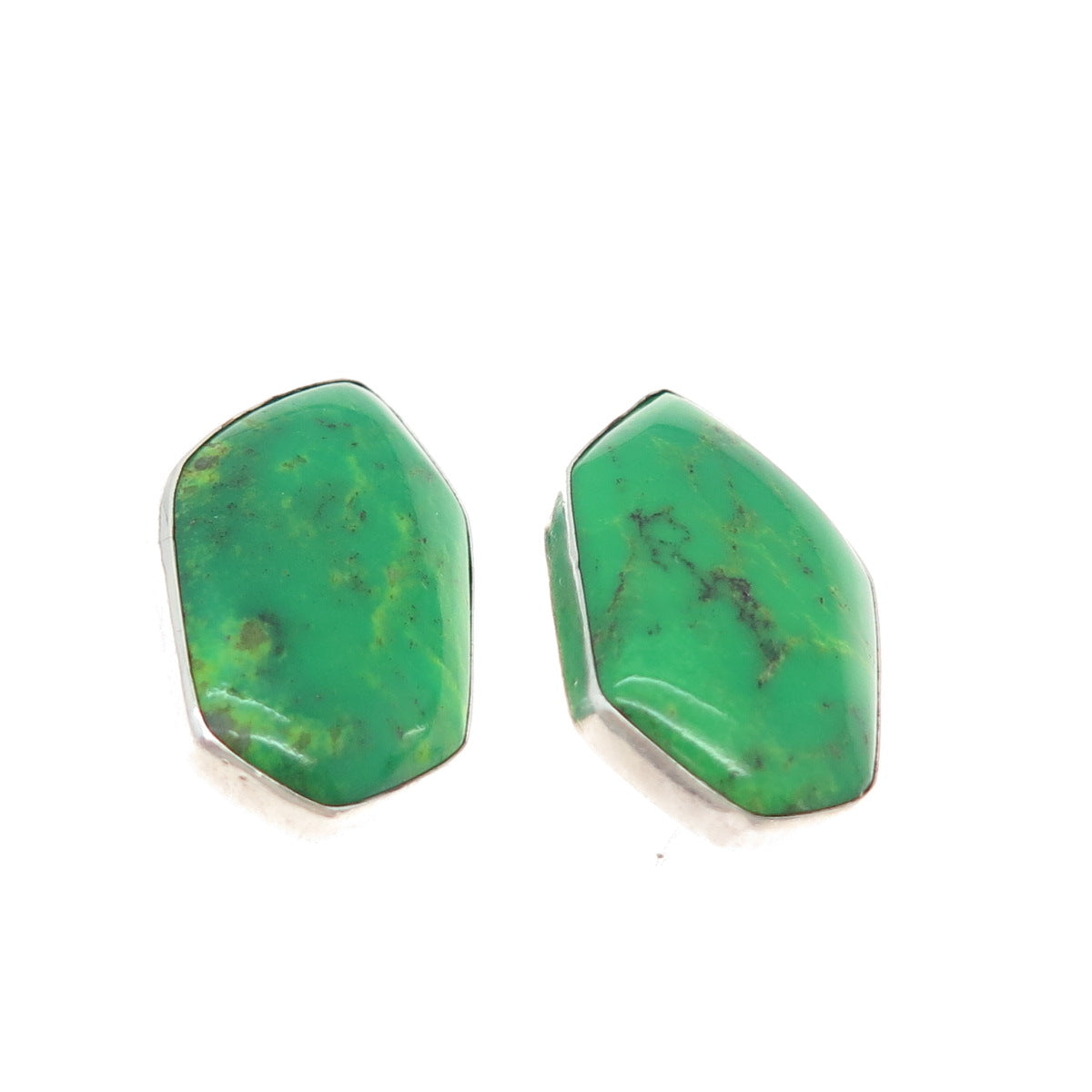 JAY KING DESERT ROSE 925 Sterling Silver Vintage Real Green Turquoise Earrings