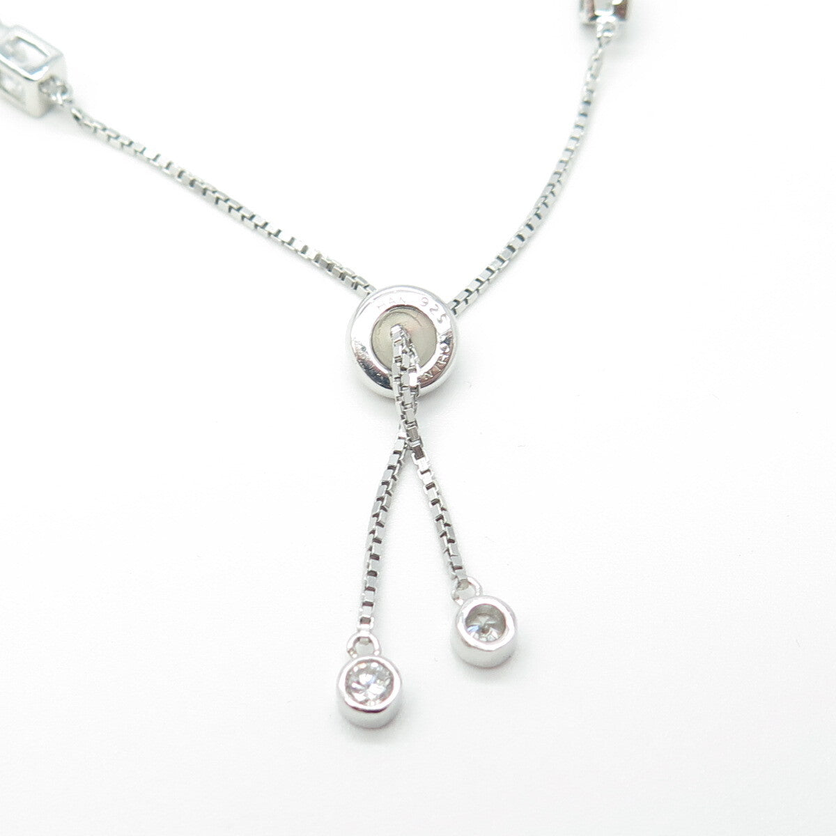 HAN 925 Sterling Silver C Z Tennis Box Link Bracelet 8.75"