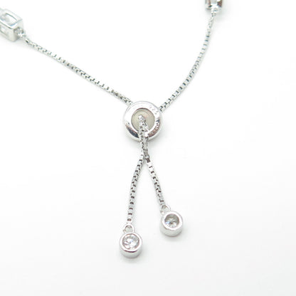 HAN 925 Sterling Silver C Z Tennis Box Link Bracelet 8.75"