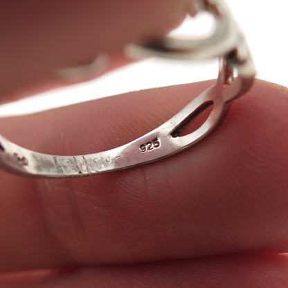 925 Sterling Silver Vintage Irish Claddagh Celtic Trinity Knot Ring Size 6.75