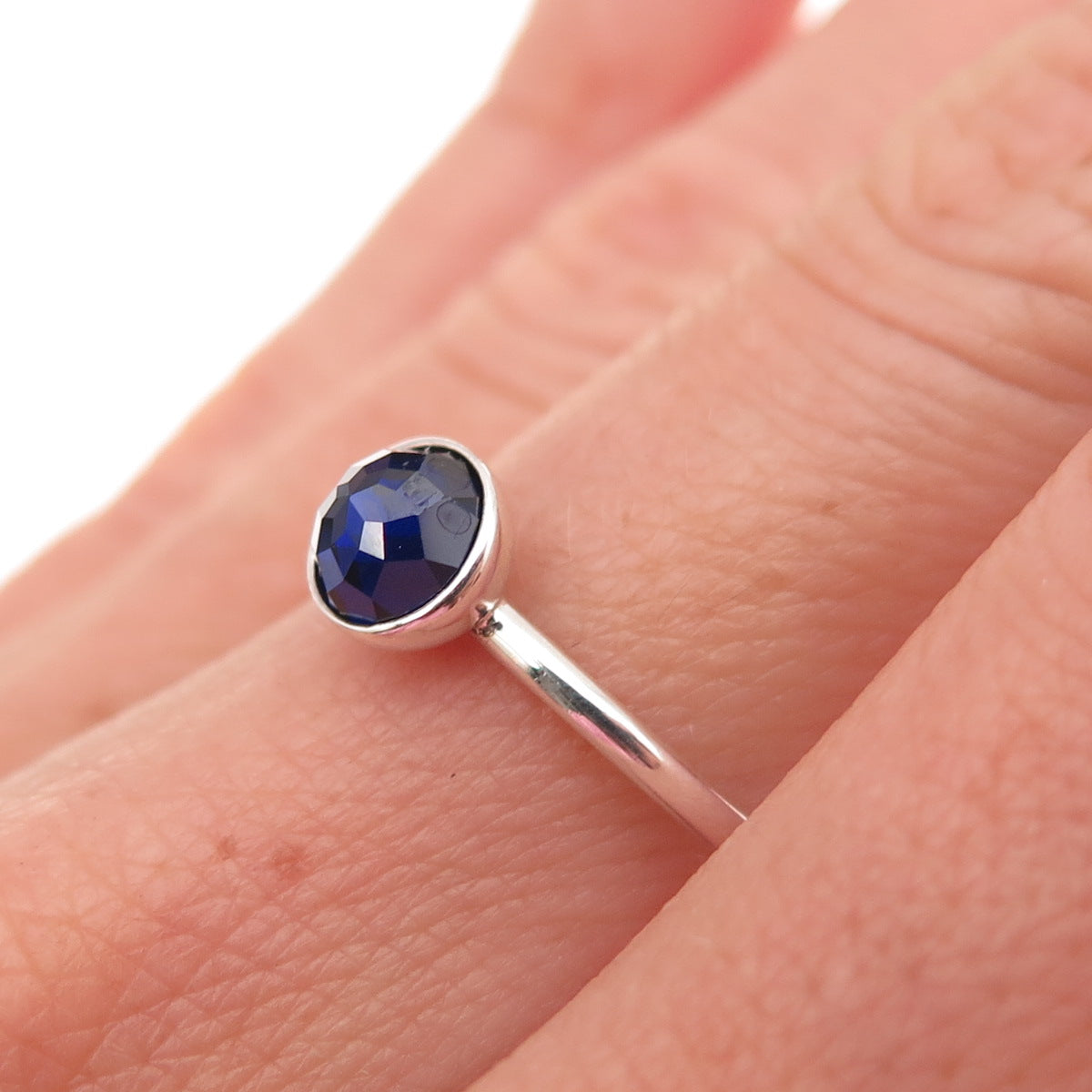 Pandora 925 Sterling Silver Real Sapphire September Birthstone Ring Size 6