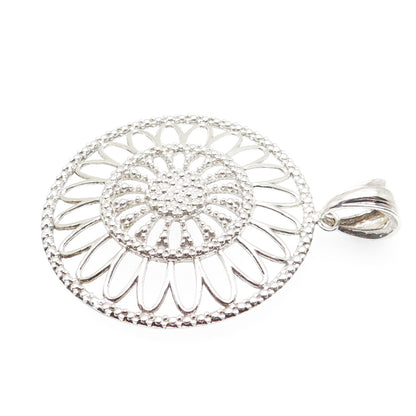 MILOR 925 Sterling Silver Vintage Italy Flower Granulated Pendant