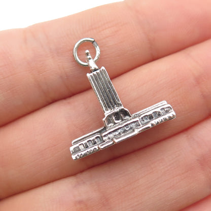 DANECRAFT 925 Sterling Silver Vintage Independence Hall Oxidized Mini 3D Pendant