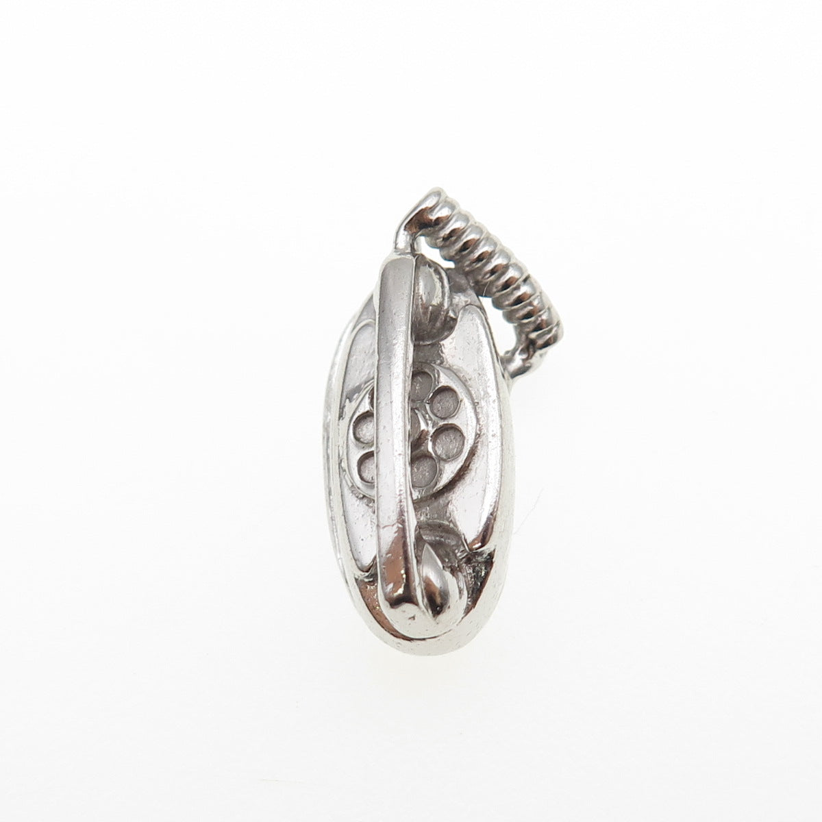 WELLS 925 Sterling Silver Vintage Retro Rotary Phone Mini 3D Charm Pendant