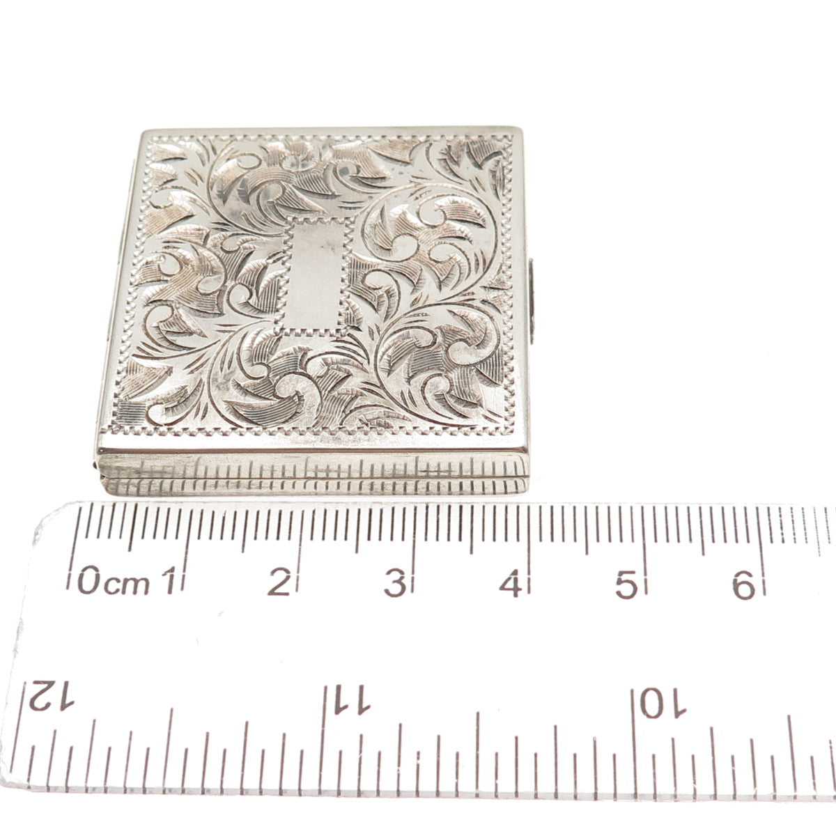 950 Silver Antique Art Deco Engraved Floral Stamp Box
