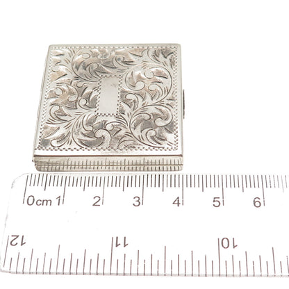 950 Silver Antique Art Deco Engraved Floral Stamp Box