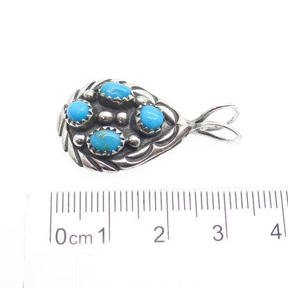 RANDALL ENDITO NAVAJO Old Pawn 925 Sterling Silver Real Bisbee Turquoise Pendant