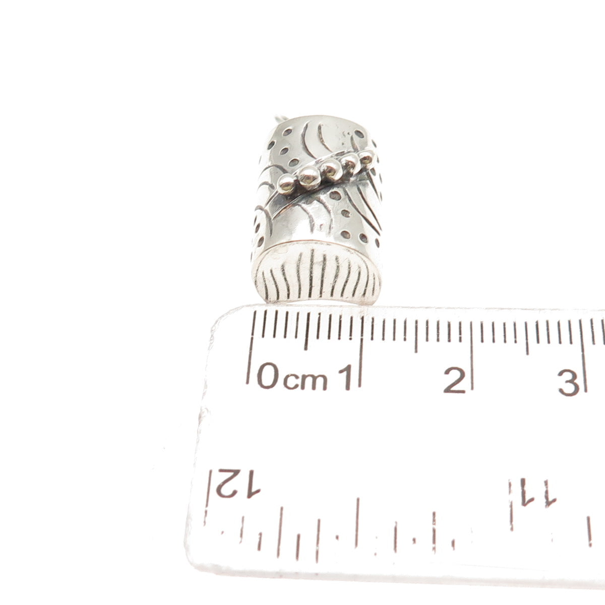 925 Sterling Silver Vintage Modernist Beaded Mini Charm Pendant