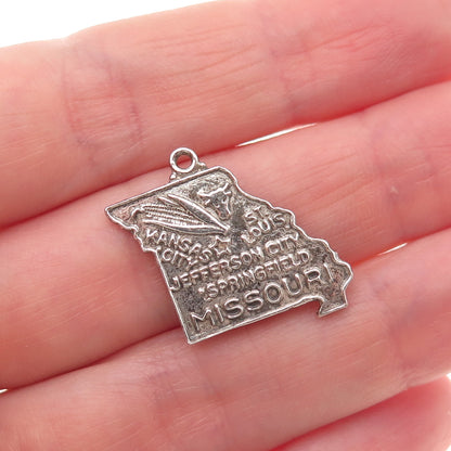 Bell Trading Post 925 Sterling Silver Vintage Missouri State Mini Charm Pendant