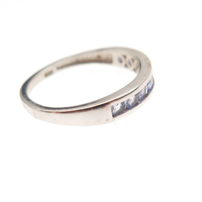 Chuck Clemency 925 Sterling Silver Real Round-Cut Tanzanite Band Ring Size 6.25