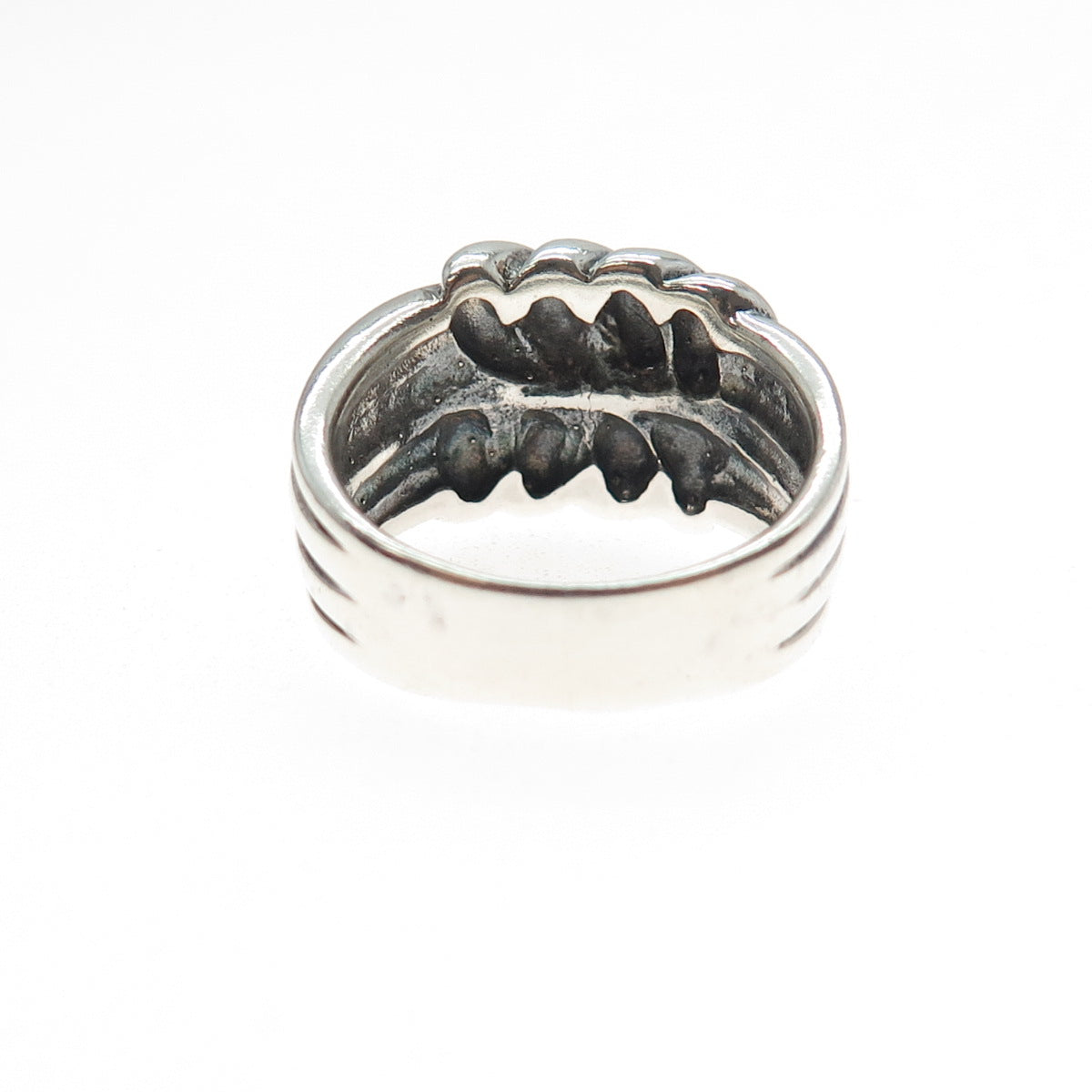 925 Sterling Silver Vintage Modernist Twisted Knot Oxidized Ring Size 6.75