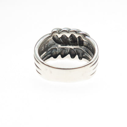 925 Sterling Silver Vintage Modernist Twisted Knot Oxidized Ring Size 6.75