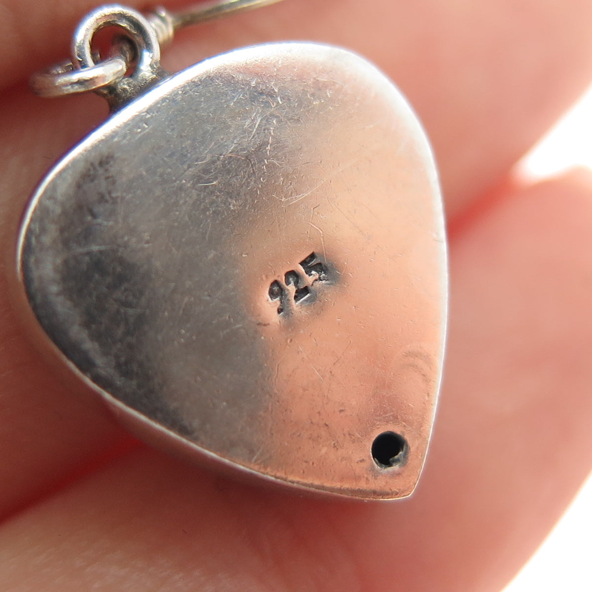 925 Sterling Silver 2-Tone Vintage Granulated Heart Oxidized Dangle Earrings