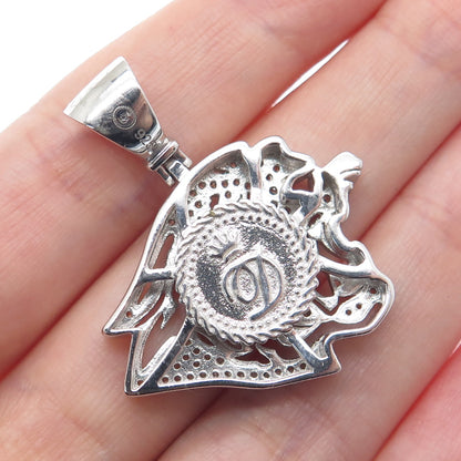 925 Sterling Silver Real Round-Cut Ruby & C Z Panther Charm Pendant