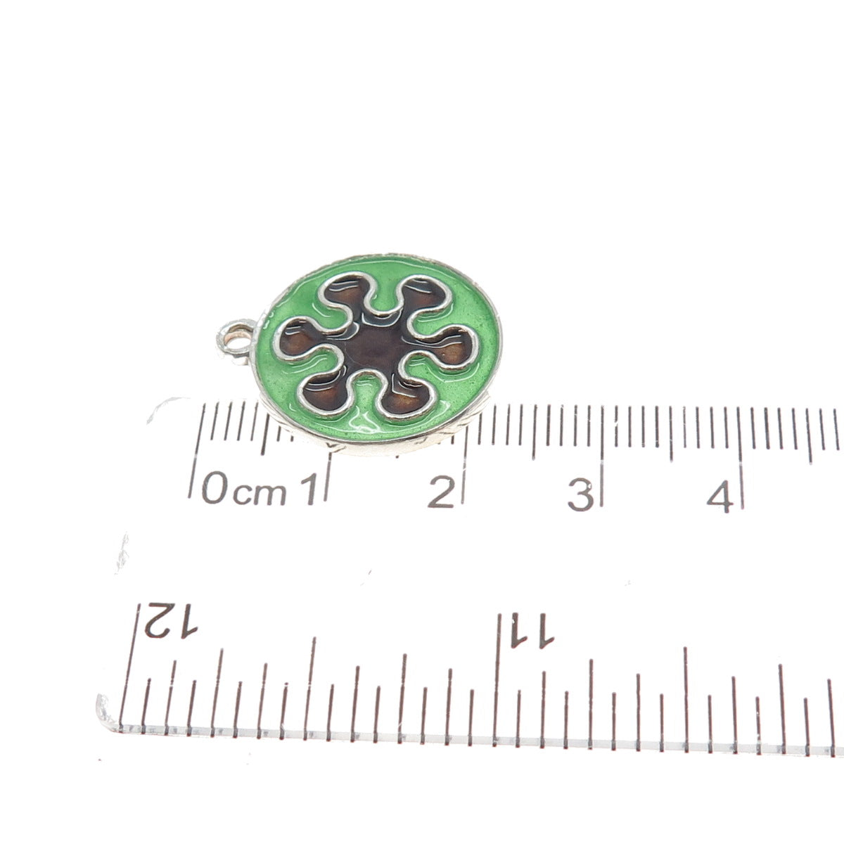 925 Sterling Silver Vintage Enamel Splash Flower Charm Pendant