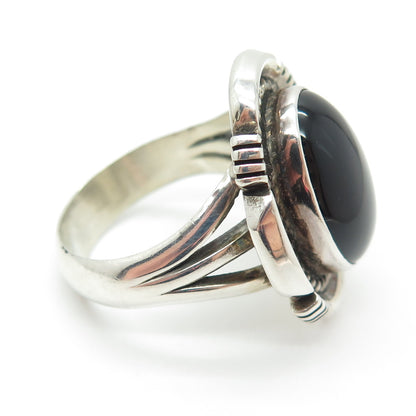 Old Pawn VPL Navajo 925 Sterling Silver Southwestern Black Onyx Ring Size 10.25