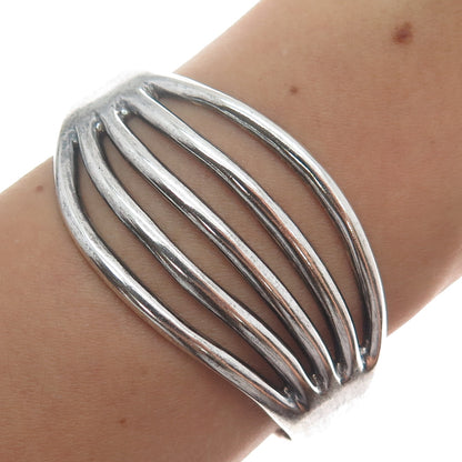 ALICIA DE LA PAZ 950 Silver Vintage Mexico Modernist Adjustable Cuff Bracelet 6"